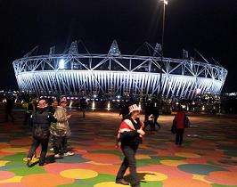 The Olympic Stadium at night